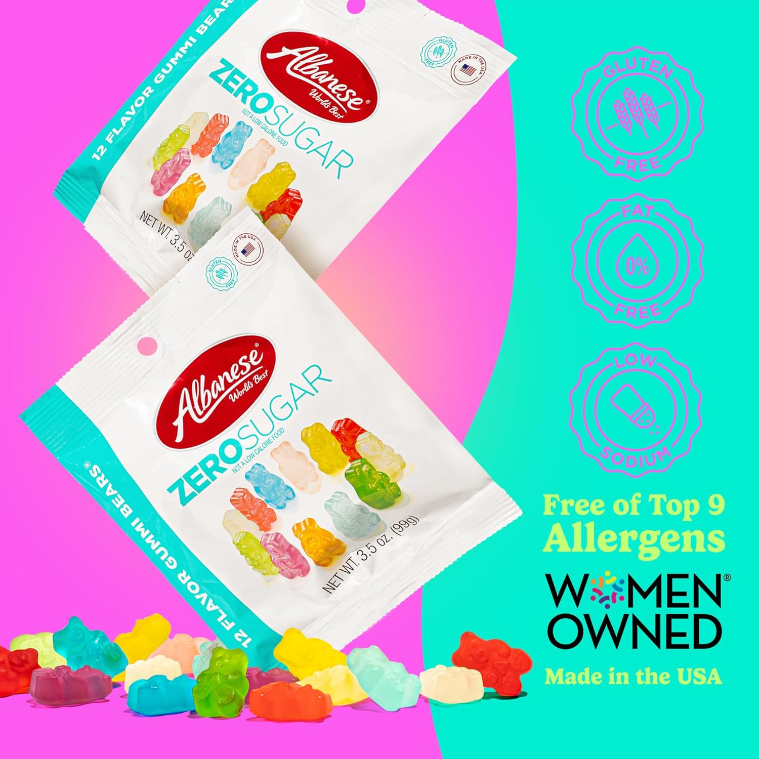 Albanese Candy, Sugar Free 12 Flavor Gummi Bears, 3.5 oz. Bag, Pack of 12 - Image 4