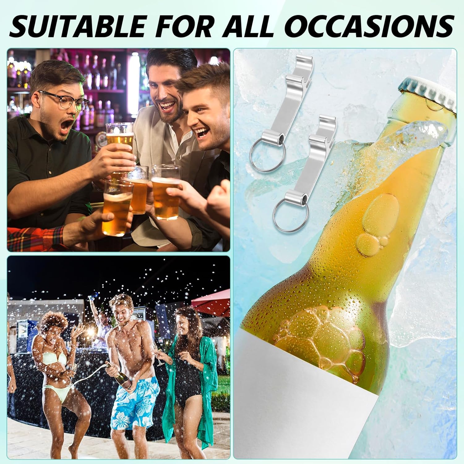 120 Pcs Bottle Opener Keychain, Wine Beer Opener Aluminum Thank You Wedding Favors for Guests, Personalized Party Gifts for Birthday, Graduation, Corporate Events, Silver - Image 6