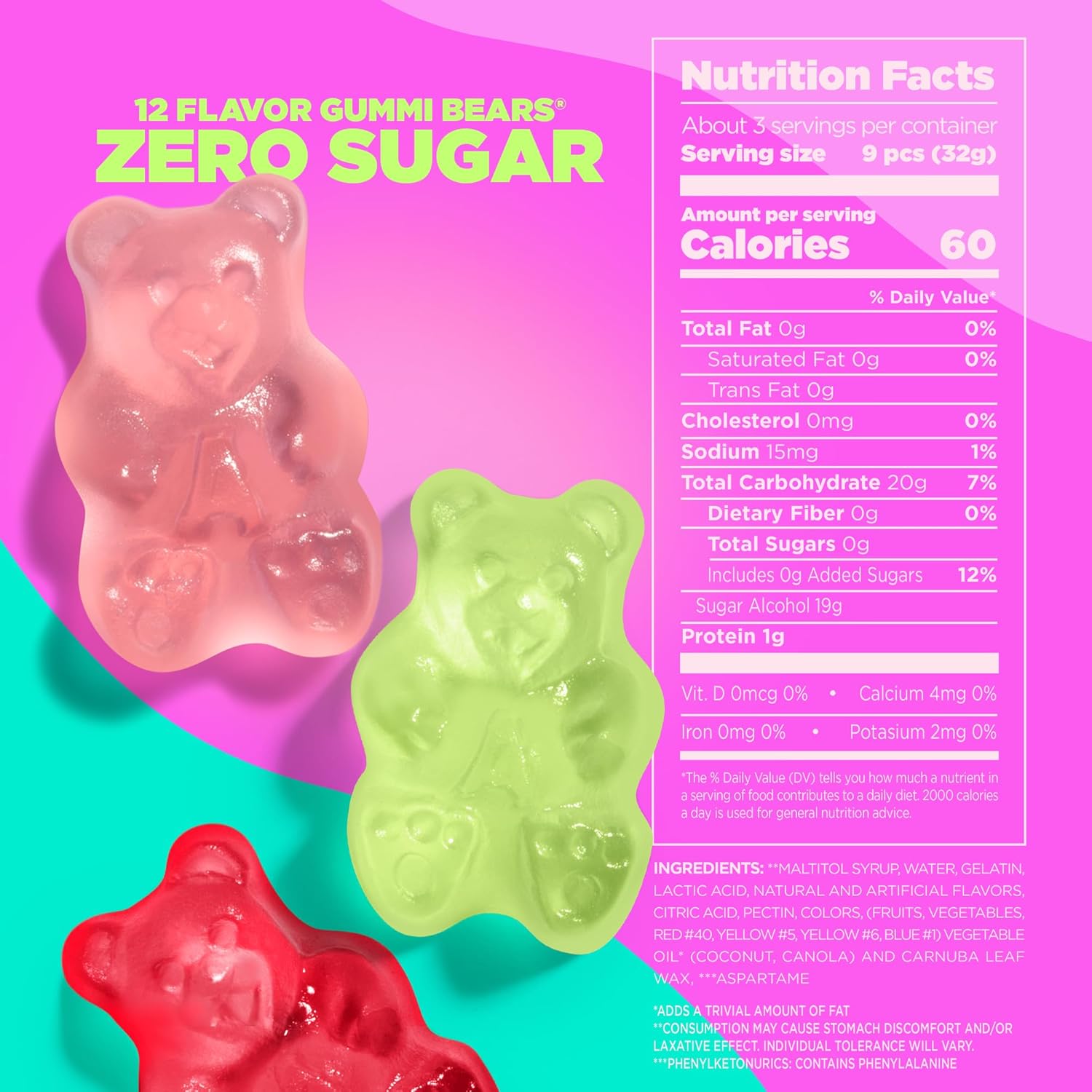 Albanese Candy, Sugar Free 12 Flavor Gummi Bears, 3.5 oz. Bag, Pack of 12 - Image 2
