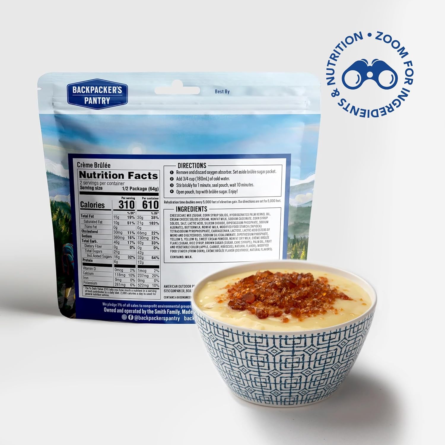 Backpacker's Pantry Creme Brulee - Freeze Dried Backpacking & Camping Food - Emergency Food - 12 Grams of Protein, Vegetarian, Gluten-Free - 1 Count - Image 2