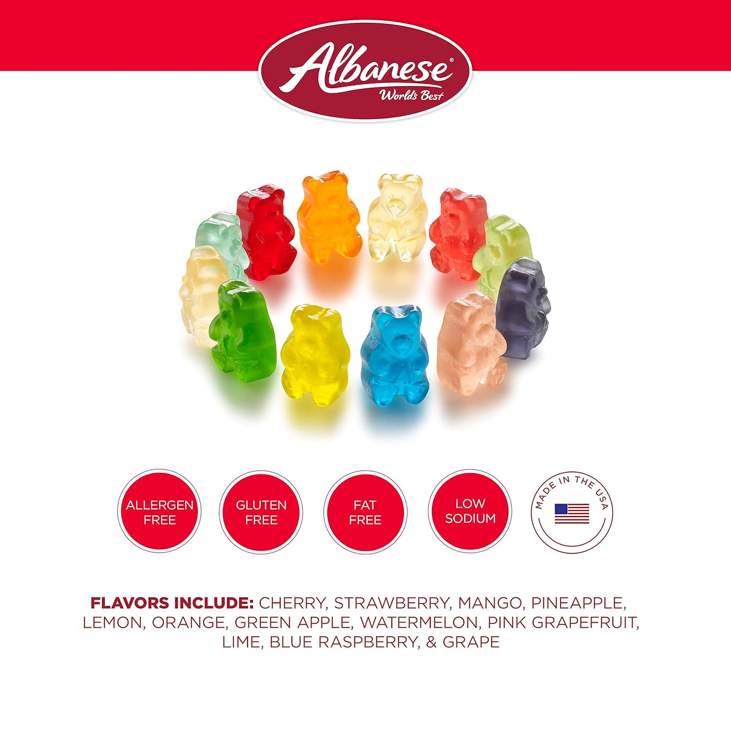 Albanese World's Best 12 Flavor Gummi Bears, 36oz Bag of Candy, Soft & Chewy Candy Snacks, Fruity Flavor Assortment - Image 6