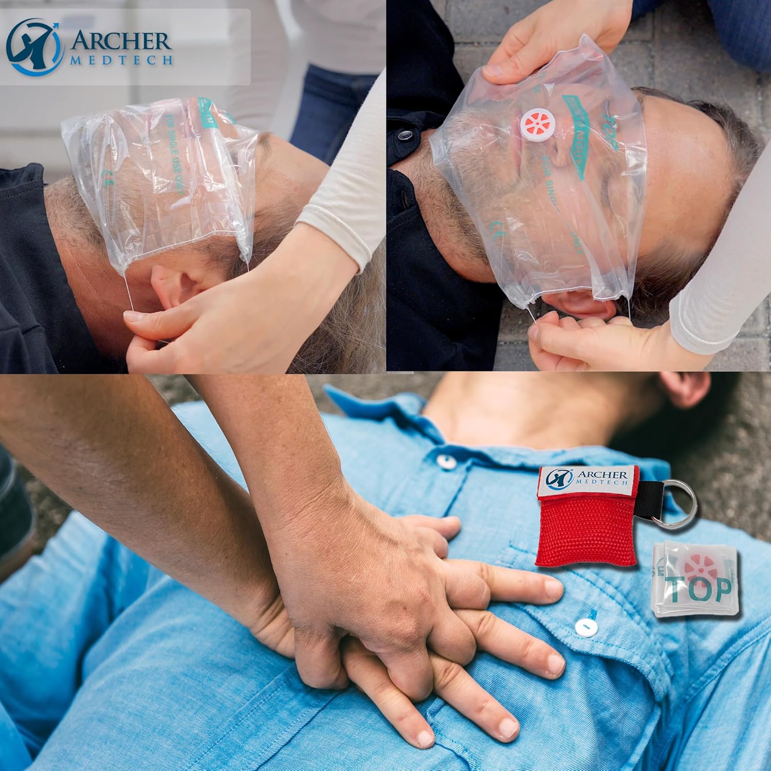 CPR Mask for Pocket or Key Chain, CPR Emergency Face Shield with One-Way Valve Breathing Barrier for First Aid or AED Training, Archer MedTech (6) - Image 5