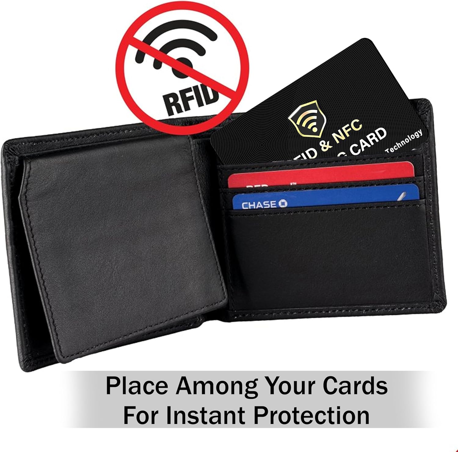 SaiTech IT 5 Pack RFID Blocking Card, One Card Protects Entire Wallet Purse, NFC Contactless Bank Debit Credit Card Protector ID ATM Guard Card Blocker–(Black) - Image 9