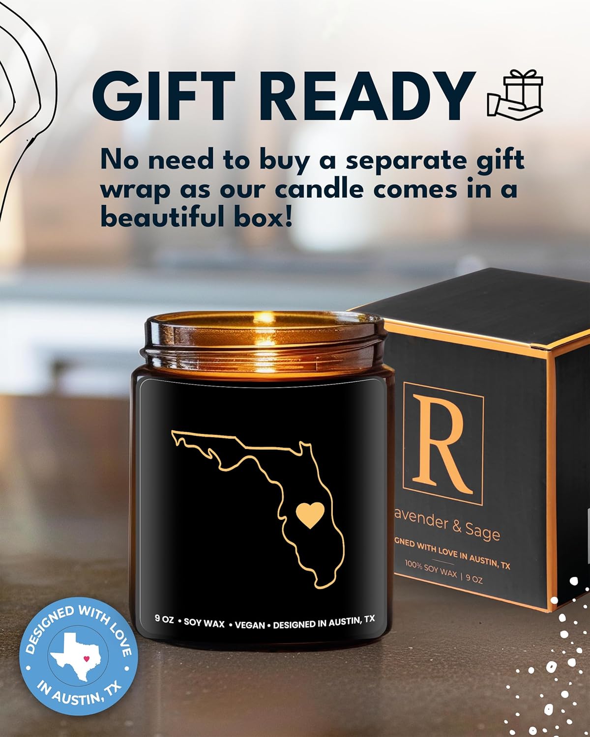 Florida Candle, Unique Florida Themed Gifts for Men and Women, Best State Souvenir Gifts for Moving Away, Thoughtful Home Sick Presents, Ideal for Birthday, Christmas, Graduation, Gift Ready - Image 4