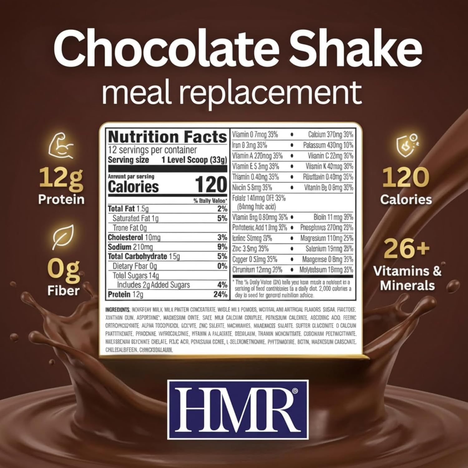 HMR 120 Chocolate Shake Meal Replacement Powder | Chocolate Shake Mix to Support Healthy Weight Loss | 12g of Protein | Nutritional Drink | Low Calorie Food | 12 Servings - Image 2