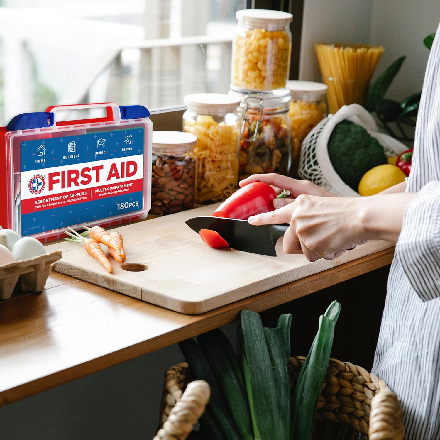Be Smart Get Prepared 180 Piece First Aid Kit: Clean, Treat, Protect Minor Cuts, Scrapes. Home, Office, Car, School, Business, Travel, Emergency, Survival, Hunting, Outdoor, Camping & Sports, FSA HSA - Image 6