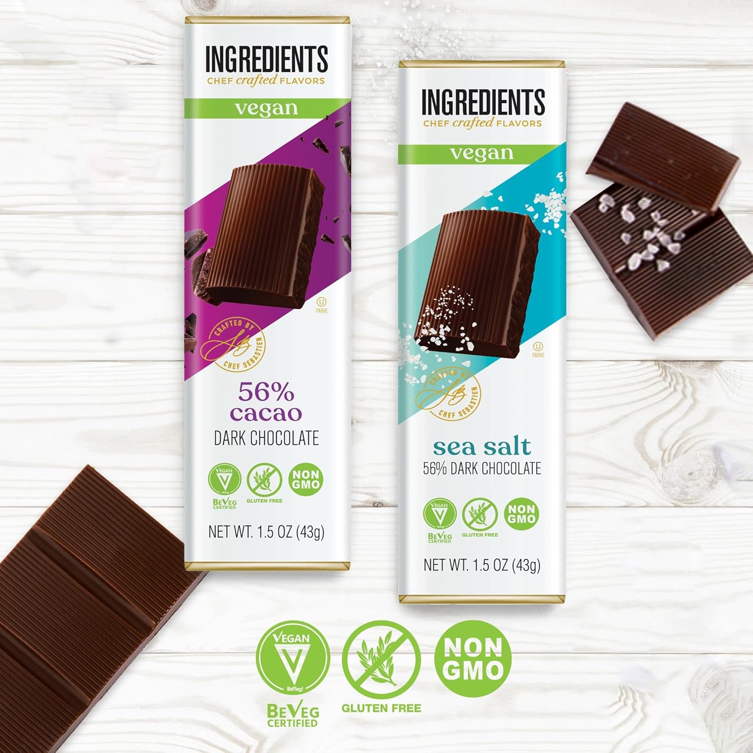 Vegan Chocolate by Astor Chocolate, 56% Cacao Dark Chocolate and Sea Salt Gift Set, Dairy Free Chocolates, Non GMO, Gluten Free, Gourmet Candy, Kosher, Assorted 4 Bars - Image 3