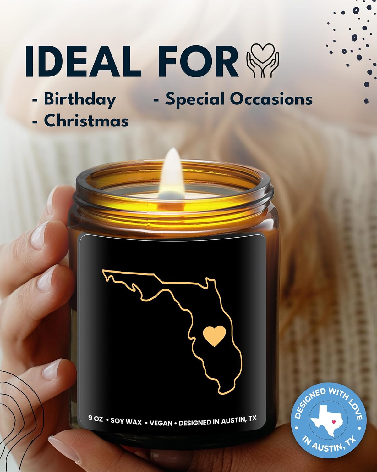 Florida Candle, Unique Florida Themed Gifts for Men and Women, Best State Souvenir Gifts for Moving Away, Thoughtful Home Sick Presents, Ideal for Birthday, Christmas, Graduation, Gift Ready - Image 3