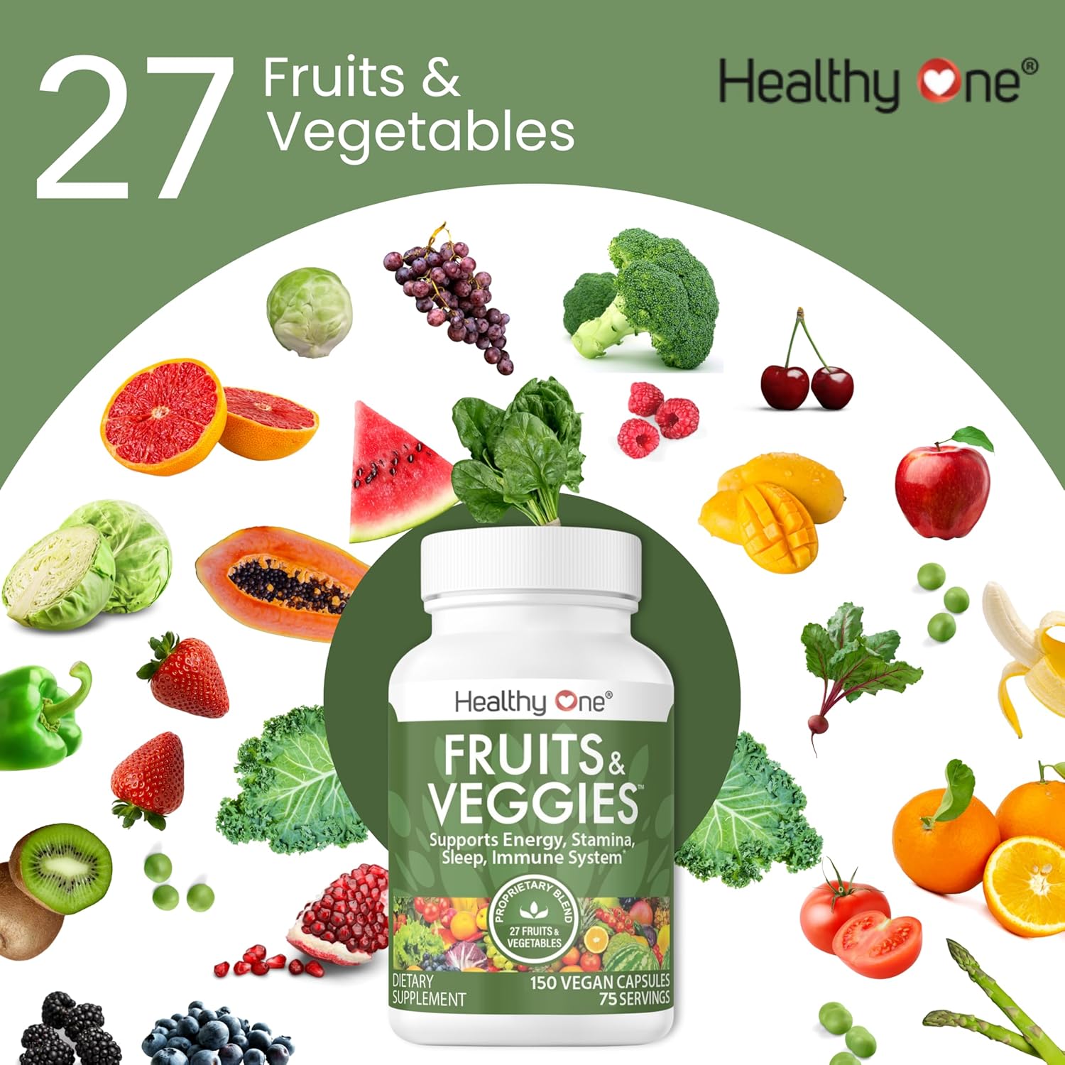 Fruits & Veggies Formula - 27 Premium Whole Foods - Organic Ingredients - Equals 3 Servings of Fruits & Vegetables - Improve Energy, Focus & Immune Function - Fiber - Antioxidants - 150ct (75 Serv) - Image 9