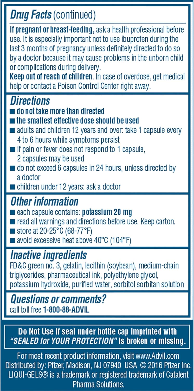 Advil Liqui-Gels Pain Reliever And Fever Reducer, Pain Medicine For Adults With Ibuprofen 200mg For Headache, Backache, Menstrual Pain And Joint Pain Relief - 40 Liquid Filled Capsules - Image 14