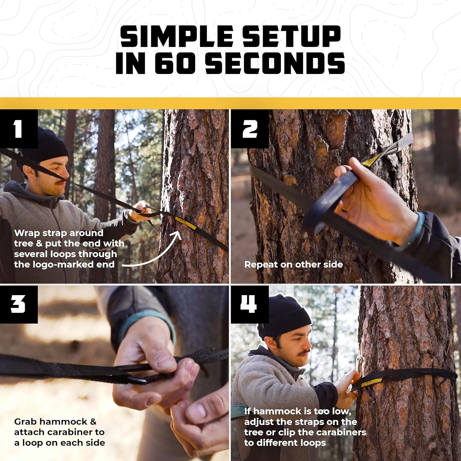 Wise Owl Outfitters Camping Hammock – 500lbs Portable Hammock with Tree Straps - Travel, Backpacking, Hiking, Outdoors Camping Gear - Single or Double - Image 4