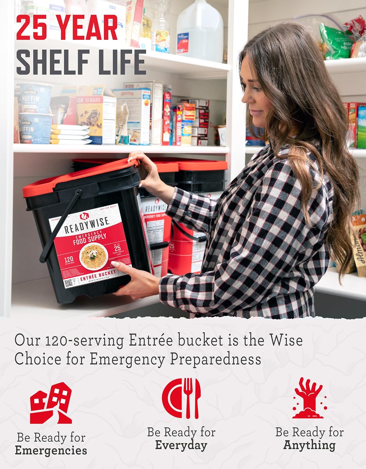 ReadyWise Emergency Food Supply - 120 Servings Favorites Sample Bucket, Survival Food Kit, Freeze Dried Prepper Food & Dehydrated Meals for Camping Essentials & Backpacking, up to 25 Year Shelf Life - Image 3