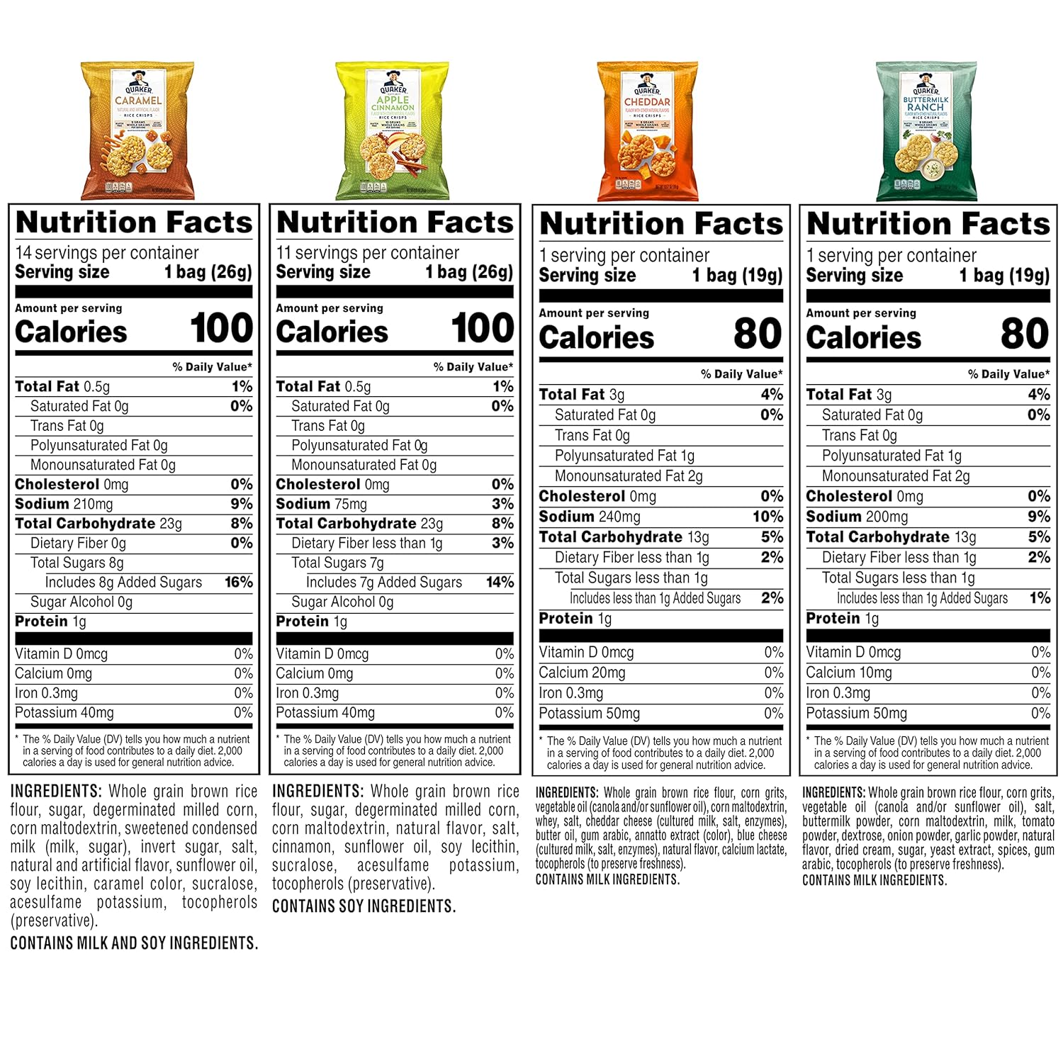 Quaker Rice Crisps, Gluten Free, 4 Flavor Sweet and Savory Variety Mix, Single Serve, 30 count - Image 2