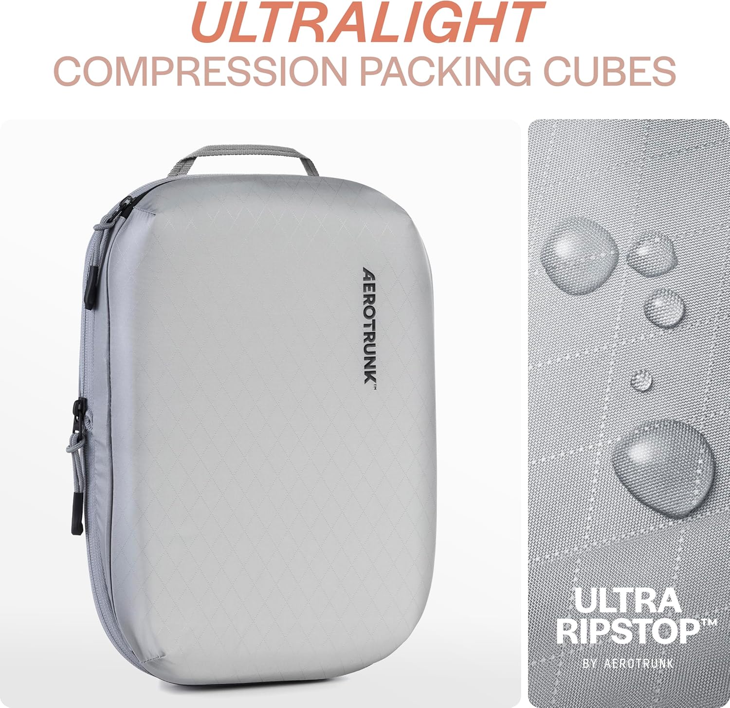 Aerotrunk Ultralight Compression Packing Cubes - Lightweight Travel Organizers for Suitcases and Luggage (3-Pack, Light Grey) - Image 4