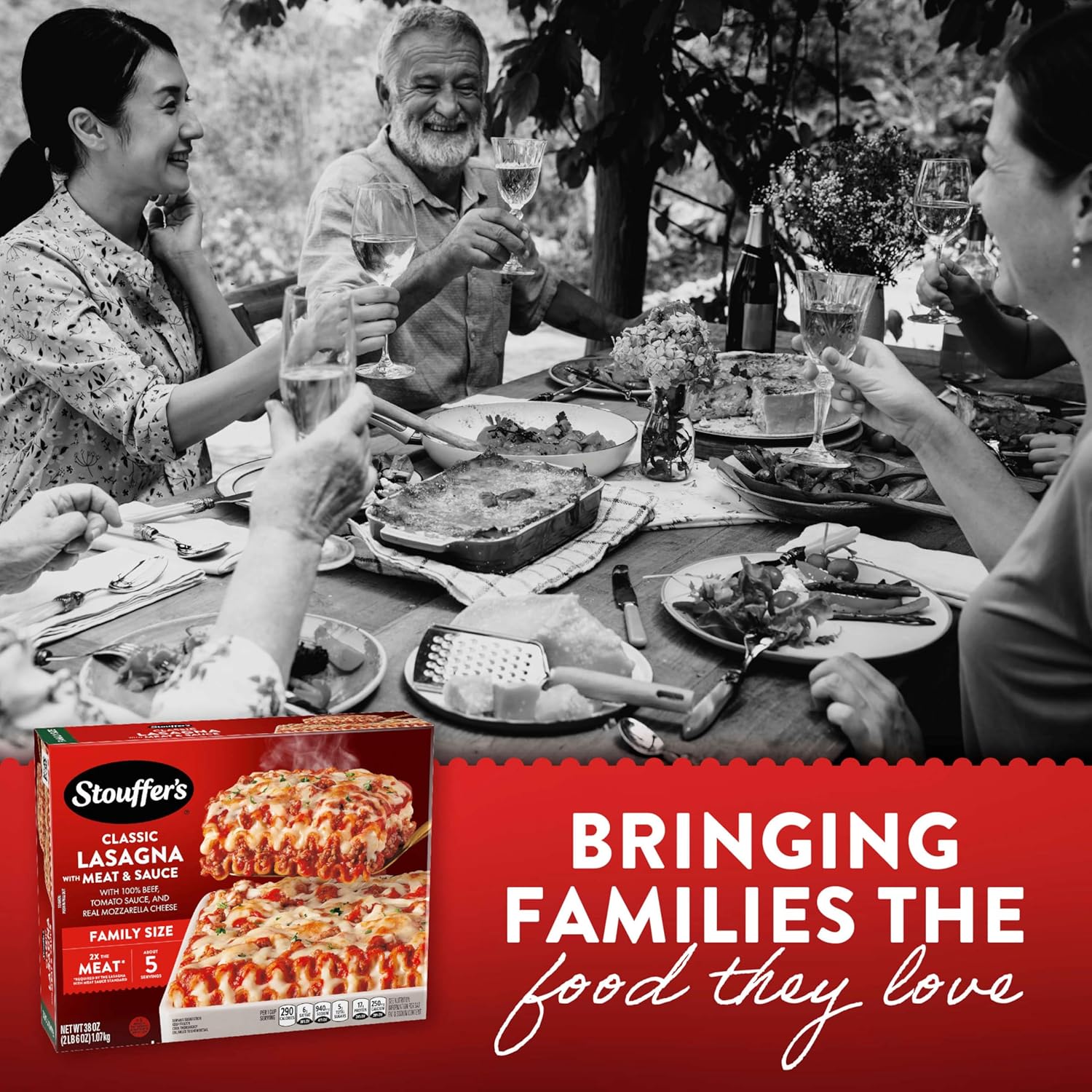 Stouffer’s Classic Lasagna with Meat and Sauce, Family Size, Easy Frozen Dinners, Family Lasagna, Meat Lasagna, Oven Ready Lasagna, Family Frozen Meals - Image 4
