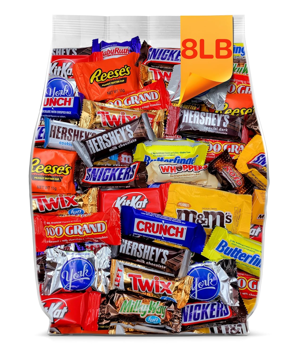 Bulk Chocolate Candy Variety Pack - 8lb Bulk Easter Candy Assortment - Individually Wrapped Chocolate Candy for Egg Hunts, Party Favors, Parades, Office Snacks, Gift Bags & Pinatas - 8 Pound Box of Assorted Chocolate Candy Mix