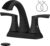 VXV Bathroom Faucet Matte Black, 2 Handles Low Arc Bathroom Sink Faucets, 4 Inch Centerset Bath Lavatory Faucets with Pop-up Drain & Faucet Supply Lines (MB)