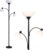 Brightech Sky Dome Double LED Floor Lamp, Torchiere Super Bright Floor Lamp with 2 Reading Lamps for Living Rooms & Offices – Dimmable Tall Standing Lamp for Bedroom Reading – Tall Black Pole