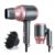 Wavytalk Portable Hair Dryer with Diffuser, Foldable Mini Hair Dryer with Lightweight Design, 1600W Small Hair Blow Dryer with Diffuser for Curly Hair Fast Drying, Rose Pink