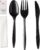 250 Plastic Cutlery Packets – Knife Fork Spoon Napkin Salt Pepper Sets | Black Silverware Sets Individually Wrapped Kits, Bulk Plastic Utensil Cutlery Disposable To Go Silverware