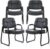 CLATINA Big & Tall Waiting Room Guest Chair with Bonded Leather Padded Arm Rest and Sled Base for Office Reception Lobby and Conference Desk, Black(4 Pack)