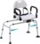 ELENKER Sliding Shower Chair with Backrest, Transfer Bench for Bathtub and Shower, with Pivoting Arms, Seat Belt, Drainage Holes, for The Elderly, Sick and Handicap, Tubs