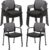 CLATINA Mesh Back Guest Reception Arm Chairs with Wheels, Waiting Room Chairs with Upholstered Fabric Seat and Ergonomic Lumbar Support for Office, 8PK