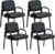 Sweetcrispy Office Reception Guest Waiting Room Chairs Set of 4, Leather Stationary Chair No Wheels with Padded Arms for Elderly Desk Conference Room Lobby, Inky
