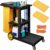 YITAHOME Cleaning Carts on Wheels, Janitorial Cart, 3-Shelf Commercial Traditional Plastic Housekeeping Cart, with 2 Yellow 25 Gallon Vinyl Bag and Pair of Rubber Gloves, Black