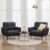 TYBOATLE Accent Chairs Set of 2, Comfy Modern Living Room Chair Black Leather Reading Accent Chairs Tufted Mid Century Arm Chair Small Salon Chair for Office Bedroom (2, Black)