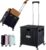 Folding Utility Cart Portable Rolling Crate Handcart Shopping Trolley Collapsible Tool Box, with Lid, Basket on 4 Rotate Wheels, for Grocery, Office, Luggage, Teacher (Black)