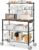 Leteuke Bakers Rack with Power Outlet & Storage, 36 Inch Microwave Stand Kitchen Cart, 4-Tier Metal Kitchen Shelves Cart with Wheels & 20 S-Hooks for Kitchen, NSF Certified, 63 x 18 x 36 Inch-Black
