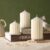 Set of 3 Ribbed Pillar Candles Soy Wax Scented Ribbed Candles Includes 2.8, 4.2 and 5.1 Inches Heights Romantic Decoration for Home Birthday Gift(White)