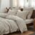 Simple&Opulence 100% Washed Linen Duvet Cover Set with Embroidered,3 Pieces Soft Farmhouse Comforter Set with Button Closure,1 Duvet Cover and 2 Pillowshams(King,Natural Linen)