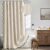 MIULEE Beige Scalloped Shower Curtain Linen Textured with 12 Metal Hooks Cute Heavy Duty Washable Waterproof Neutral Thick Cloth Shower Curtains with Black Border for Bathroom Bathtub,W72*L72 Cream