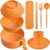 6 Pcs Microwave Ramen Cooker Set Microwavable Wheat Straw Dinnerware Sets with 40oz Ramen Bowl, Plates, Cups and Cutlery Box, Dishwasher Safe Camping College Dorm (Orange)