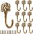10 PCS Vintage Metal Wall Hooks, Bohemian Decorative Hook with Screws, Wall Hooks for Hanging Towel/Coat (Bronze)
