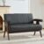 STHOUYN 50″ Black Leather Sofa, Small Comfy Office Loveseat Couch with Back, Mid Century Modern Wooden Love Seat Bench Waiting Room Furniture Couches for Living Room, Bedroom