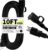 16/3 Black Indoor Outdoor Extension Cord 10 Ft Waterproof, Extension Cord with 3 Prong Grounded Plug,13A 1625W 16AWG SJTW, Flexible Weatherproof Power Cable for Offices, Gardens and Lawns