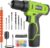 FADAKWALT Cordless Drill Set,12V Power Drill Set with Battery and Charger, Electric Driver/Drill Bits, 3/8” Keyless Chuck,21+1 Torque Setting, 180 inch-lbs, with LED Electric Drill Set (Green)