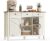 VASAGLE LIRY Collection – Buffet Cabinet, Coffee Bar Cabinet with 3 Drawers, Adjustable Shelves, Sideboard Storage with Cable Holes, Drawer Dividers, Rustic White and Honey Brown UBBK371W01V1