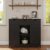 Storage Cabinet, Coffee Bar Cabinet with 2 Adjustable Shelves, 3 Drawers, and 2 Doors, for Bathroom, Kitchen, Living Room (Black)