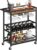 Bar Cart for Home, 3-Tier Serving Cart with Wine Rack, Rolling Wine Cart with Glass Holders, Beverage Cart, for Living Room, Dining Room, Rustic Brown and Black RCHR11801