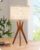 EDISHINE Mid Century Table Lamp, 17.5″ Tripod Bedside Lamp with Deep Wood Color Light Base & Beige Linen Lampshade, Nightstand Lamp for Bedroom, Living Room, Reading Room, E26 Base