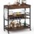 BON AUGURE Bar Cart for The Home, Rolling Home Bar Serving Cart on Wheels, 3 Tier Liquor Beverage Carts with Wine Rack and Glass Holder (Rustic Oak)