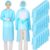 TrelaCo 20 Pack Disposable Isolation Gowns PPE Gowns Set with Sleeves Thumb Loops Waist Ties 46 Inch Large Waterproof CPE Odorless Disposable Gown for Home Isolation, Lab, Dental, Beauty (Blue)