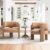 COLAMY Modern Velvet Accent Chairs Set of 2, Upholstered Barrel Chairs, Comfy Side Arm Chairs with 3 Legs for Living Room, Bedroom, Reading, Khaki