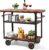 LOKKHAN Rolling Bar Cart with Handle [3 Tier] Home Kitchen Microwave Cart Island On Wheels, Mobile Serving Cart Beverage Cart, Coffee Station (Metal/Wood, Industrial Black/Rustic Brown)