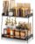 2-Tier Coffee Station Organizer, Wooden Kitchen Counter Shelf – Black