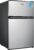 Midea WHD-113FSS1 Double Door Mini Fridge with Freezer for Bedroom Office or Dorm with Adjustable Remove Glass Shelves Compact Refrigerator, 3.1 cu ft, Stainless Steel